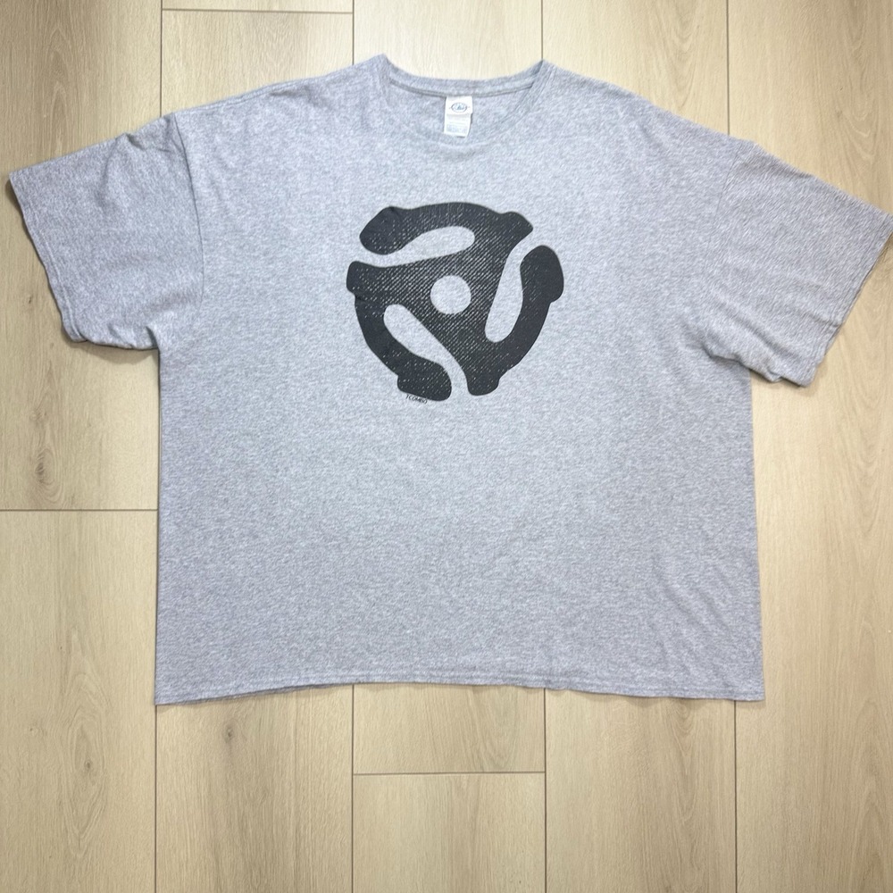 VTG Y2K 45 RPM Adapter T Shirt Mens 3XL Gray Record Graphic Tee Delta Cotton 90s